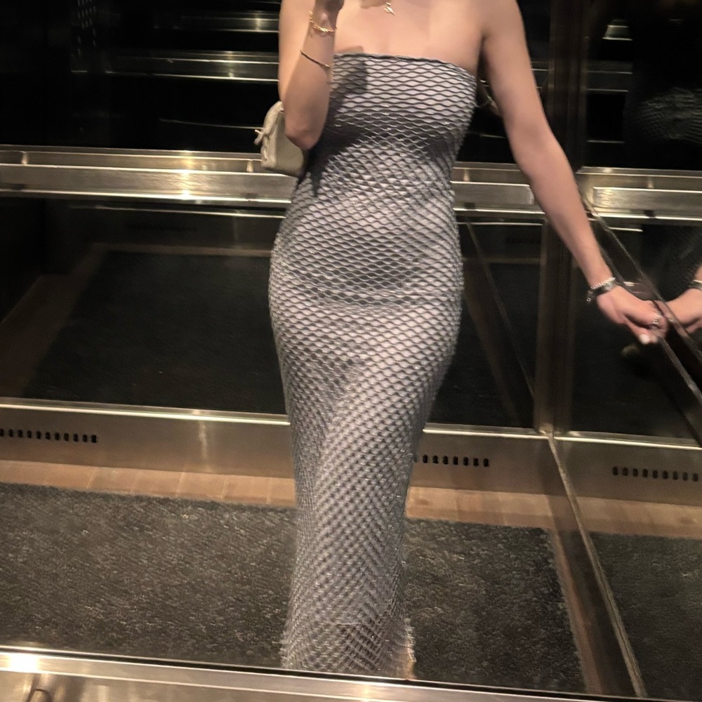 Silver Strapless Dress